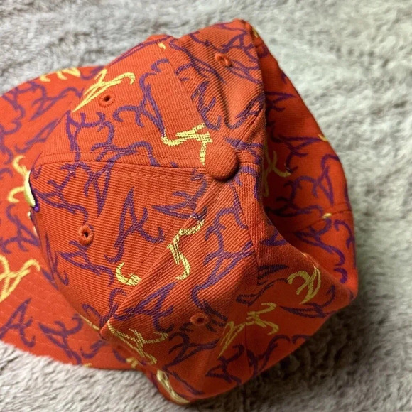 Atlanta Braves Hat New Era 59Fifty All Over Print Baseball Cap Orange 7 3/8 New - Picture 16 of 16